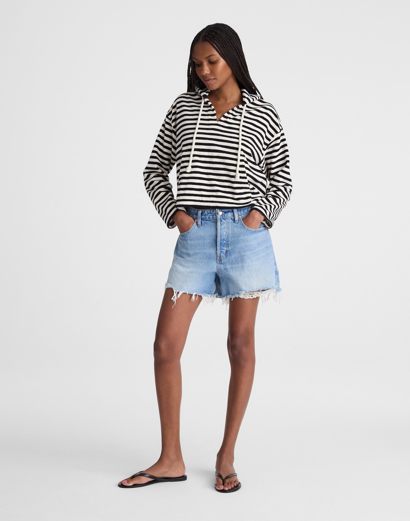 Madewell Drawstring Hoodie in Terry 80% Cotton 20% Recycled Polyester