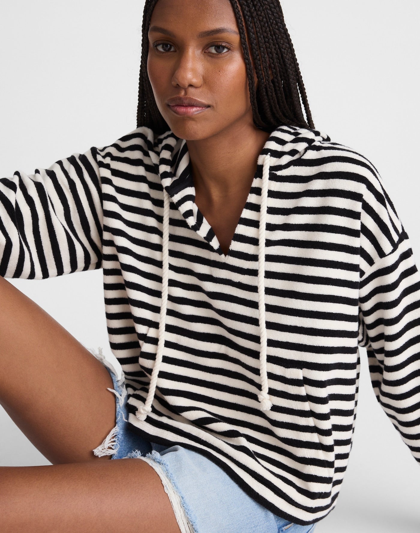 Madewell Drawstring Hoodie in Terry 80% Cotton 20% Recycled Polyester