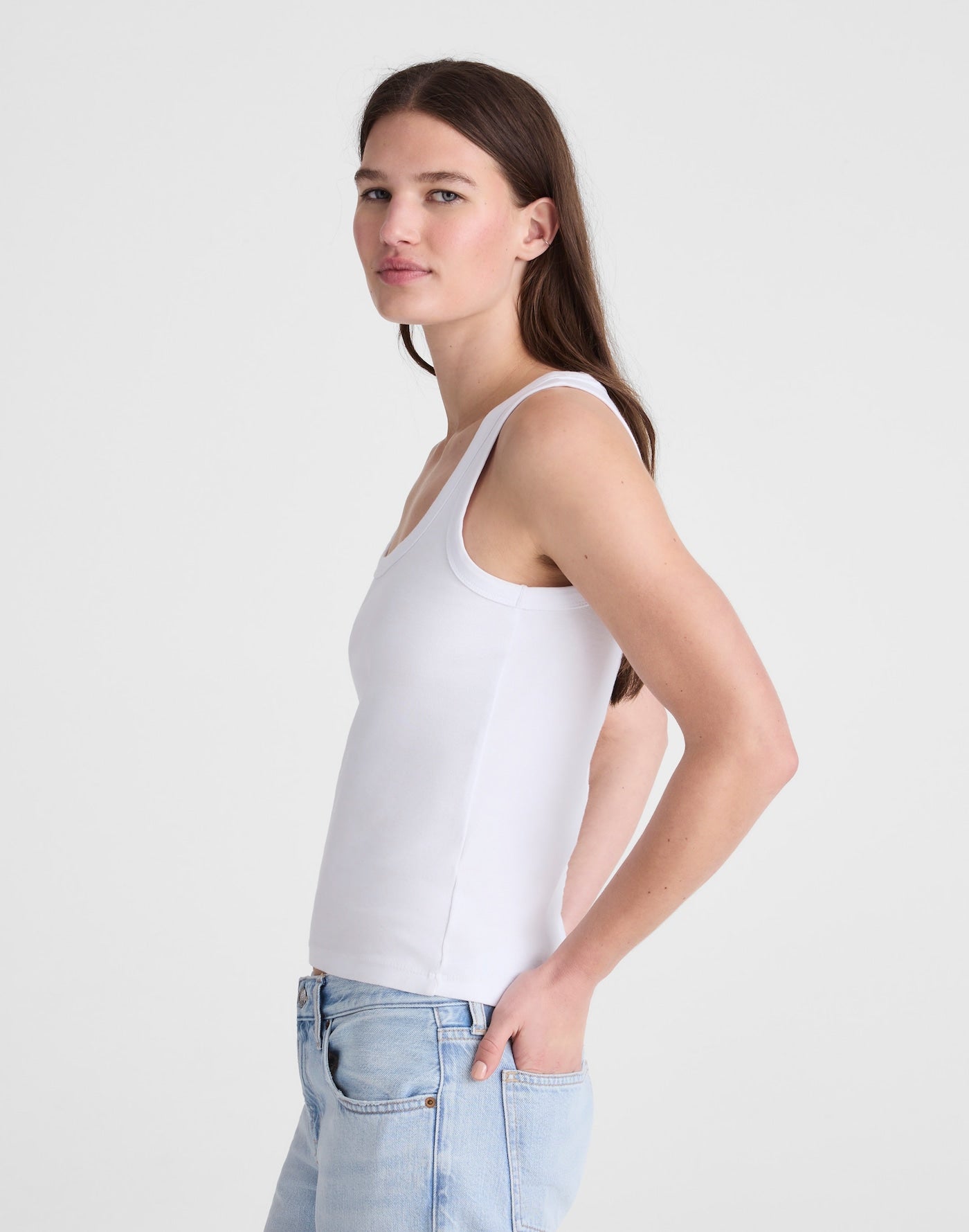 Madewell The 90s Scoopneck Tank in Compact Cotton 100% Cotton