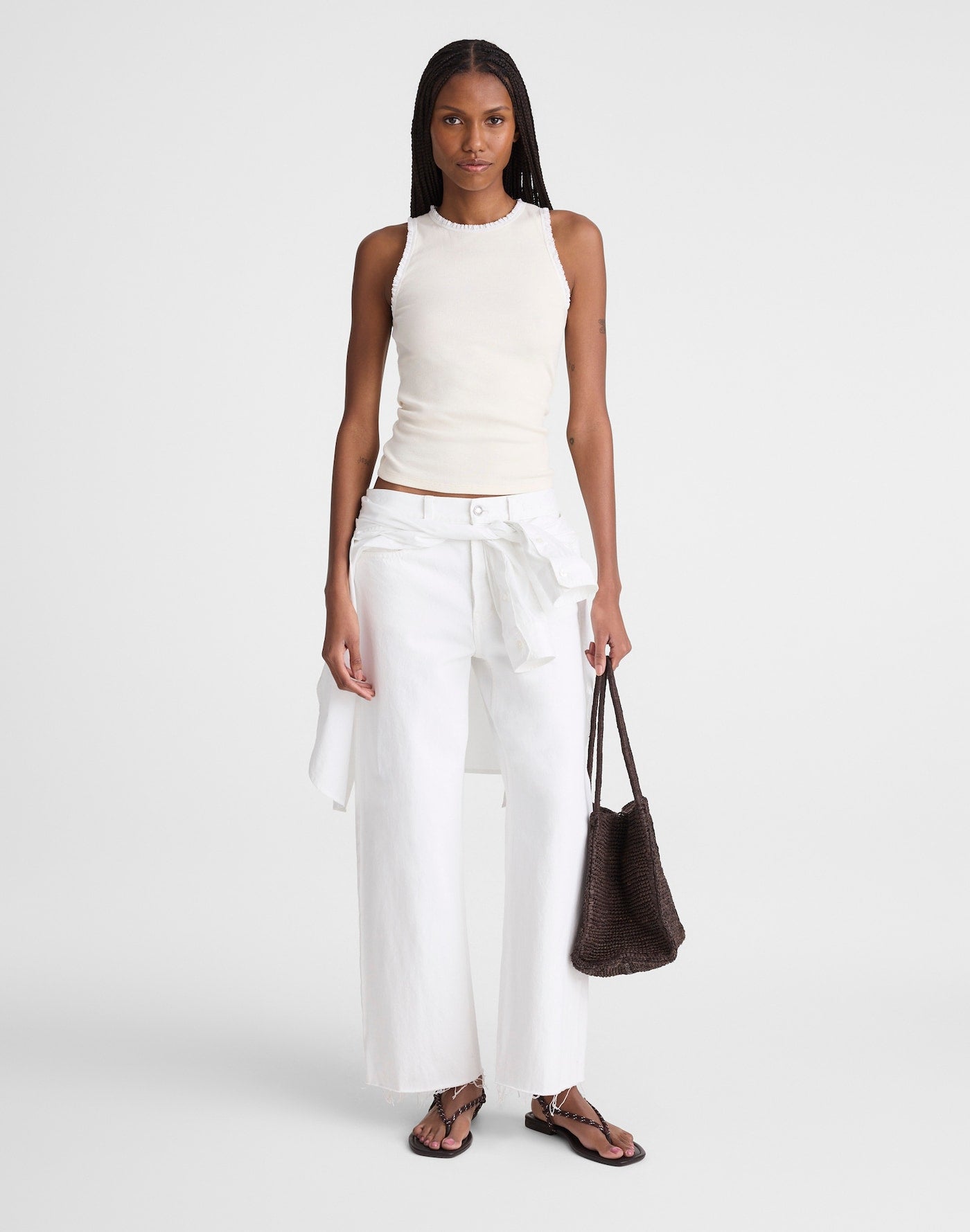 Madewell Lace-Trim Ribbed Tank 94% Cotton Elastane