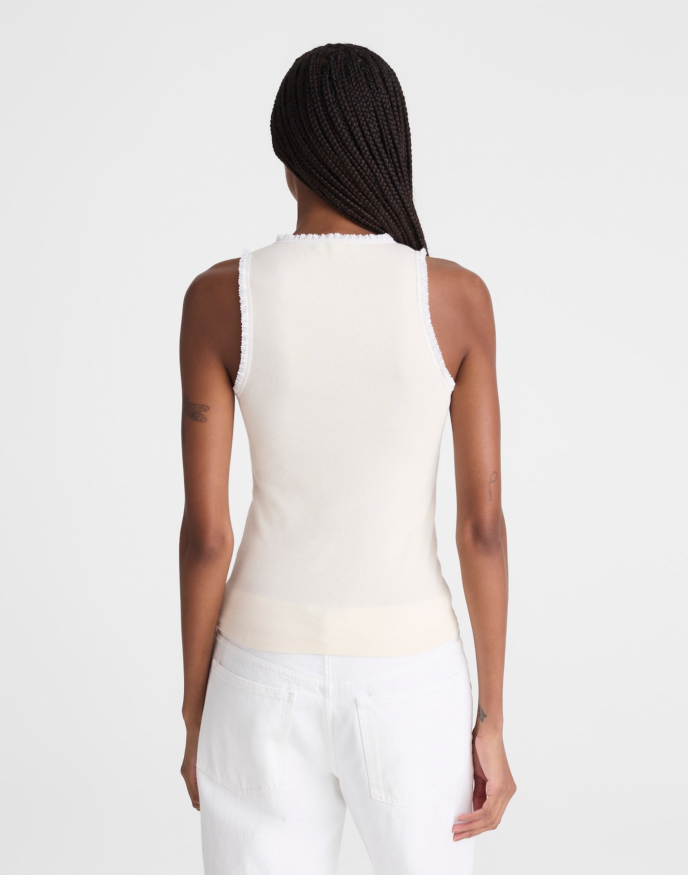 Madewell Lace-Trim Ribbed Tank 94% Cotton Elastane