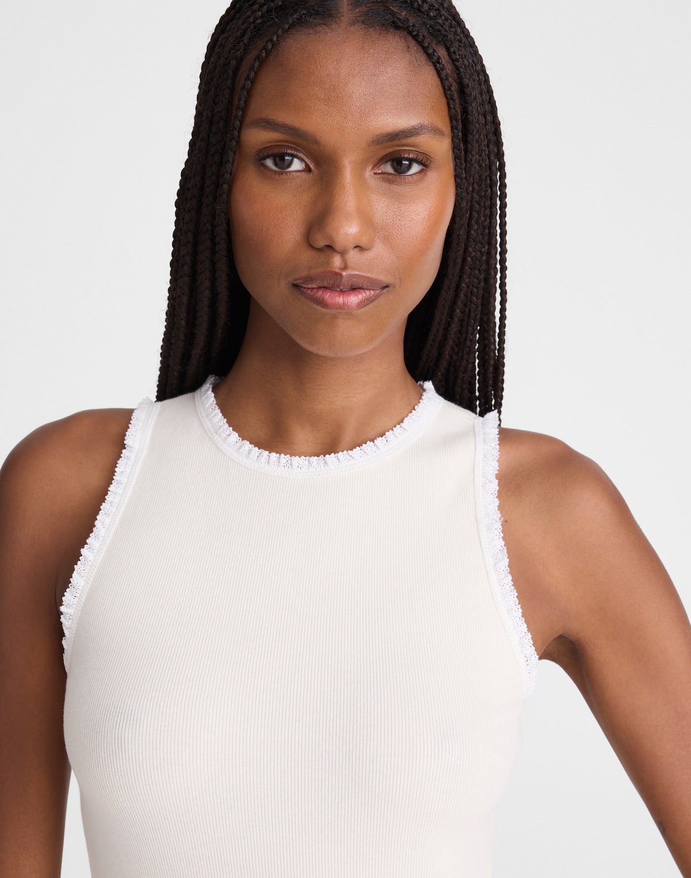 Madewell Lace-Trim Ribbed Tank 94% Cotton Elastane