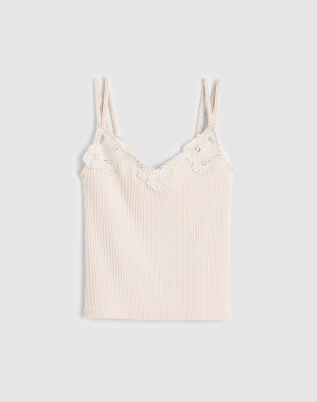 Madewell Floral-Lace V-Neck Tank 54% Cotton 42% Modal 4% Elastane