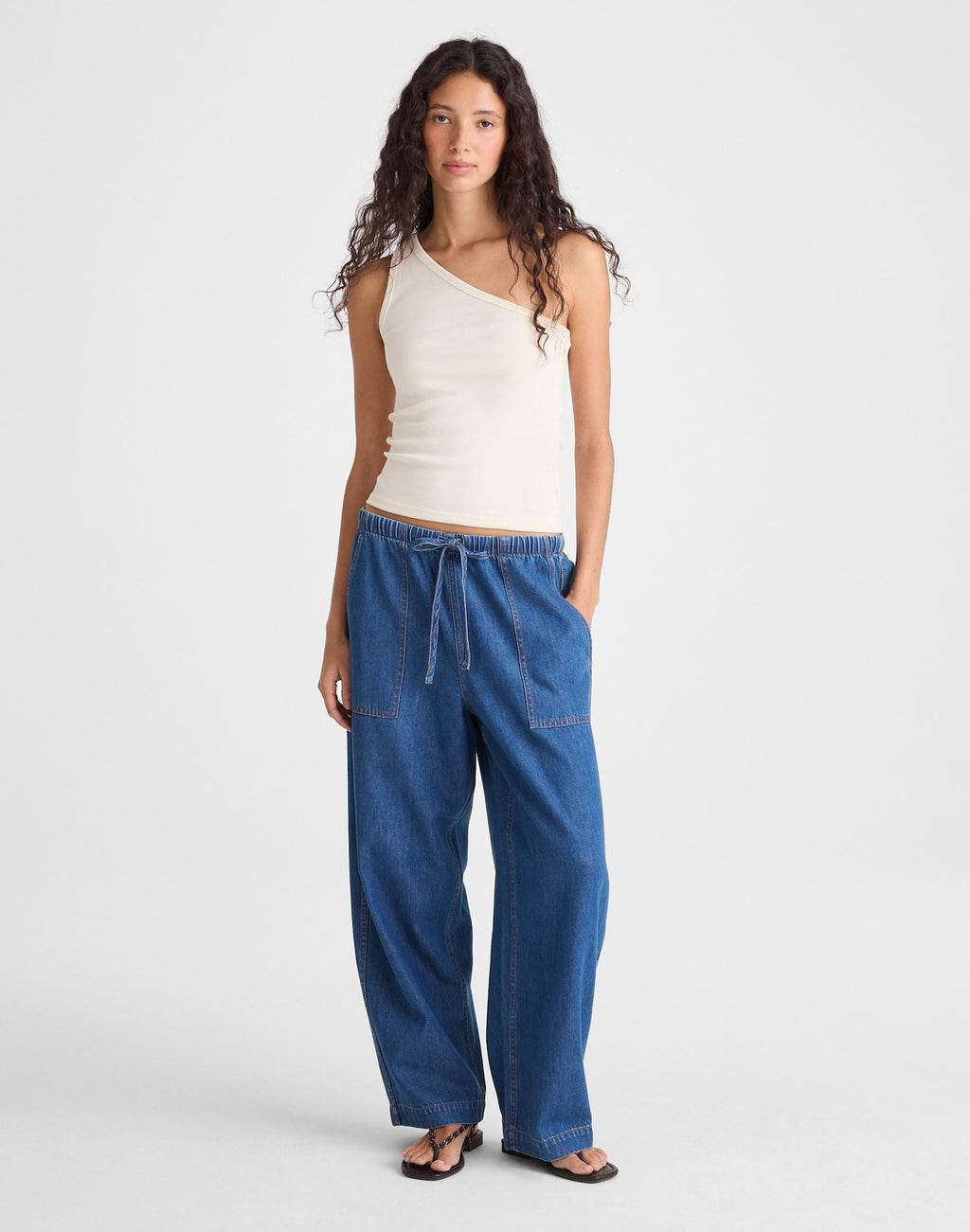 Madewell The 90s One-Shoulder Tank in Compact Cotton 100% Cotton