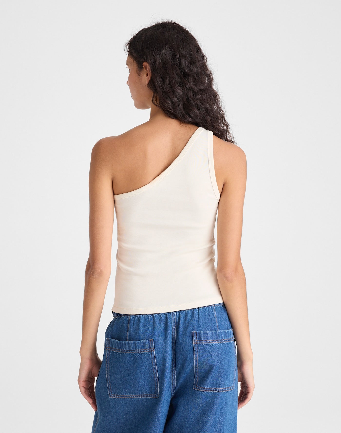 Madewell The 90s One-Shoulder Tank in Compact Cotton 100% Cotton