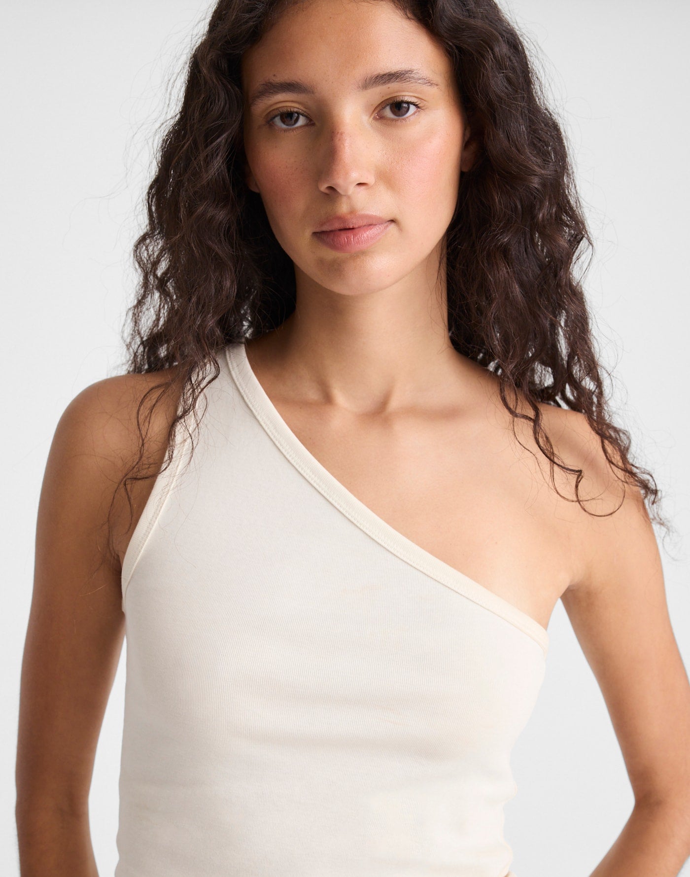 Madewell The 90s One-Shoulder Tank in Compact Cotton 100% Cotton