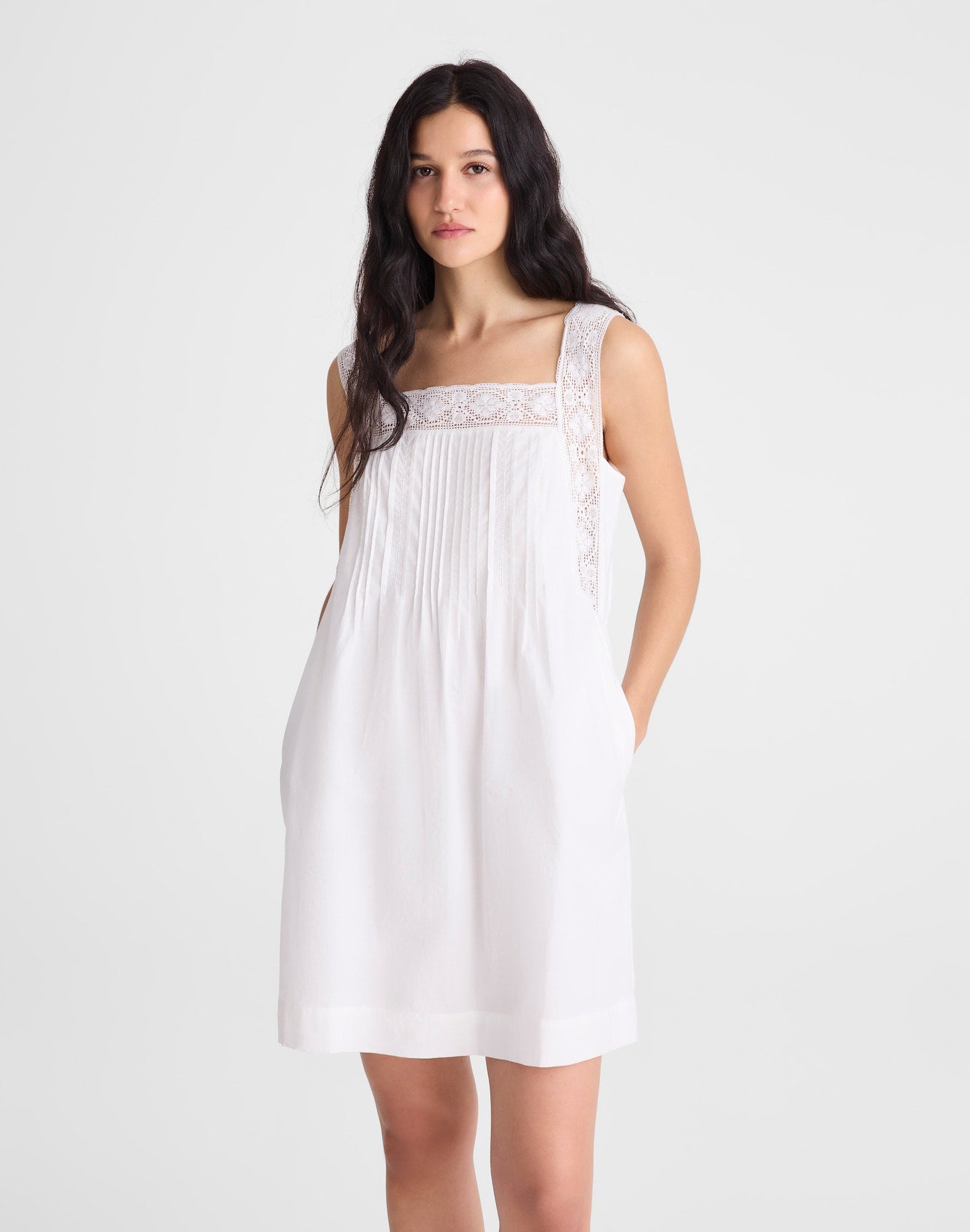 Madewell The Sophie Mini Dress Lace-Trim Cotton