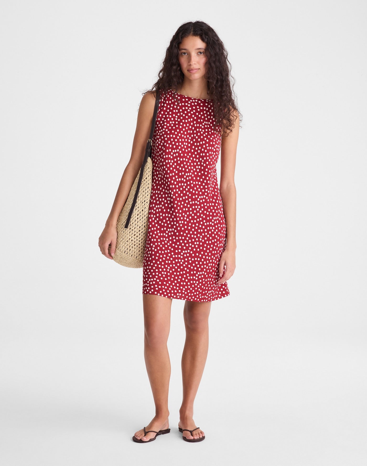 Madewell Boatneck Sleeveless Mini Dress Crepe De Chine