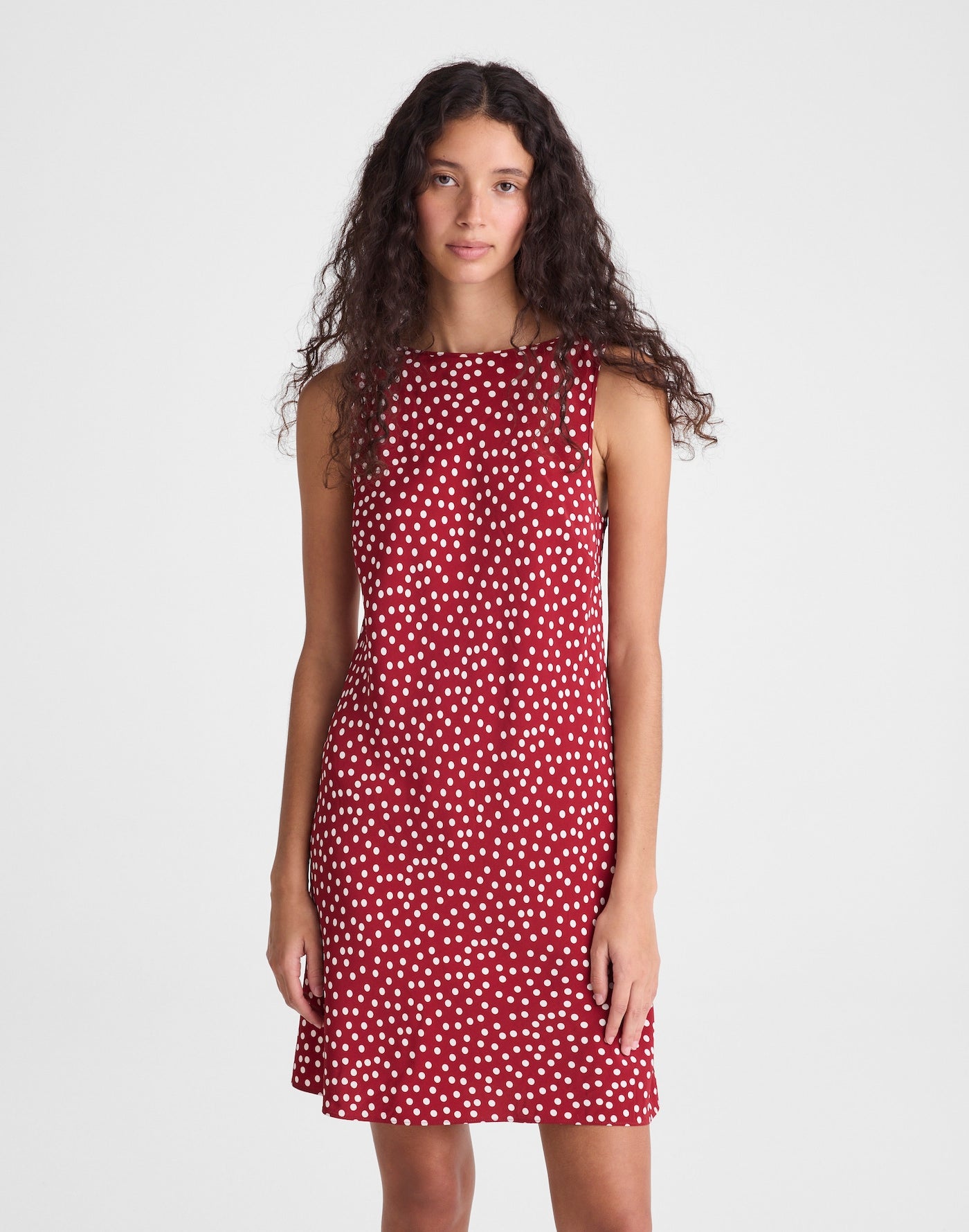 Madewell Boatneck Sleeveless Mini Dress in Crepe de Chine 100% Viscose