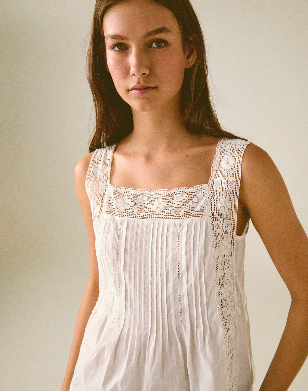 Madewell The Sophie Top Cotton Lace Pintuck