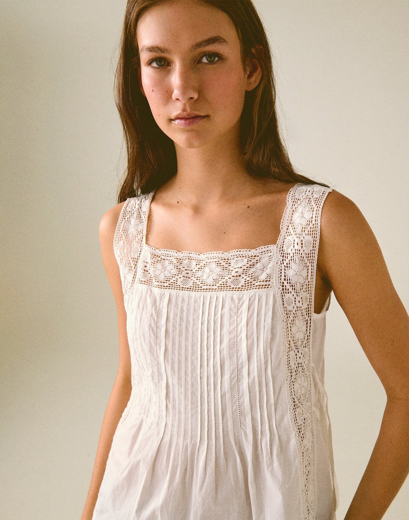 Madewell The Sophie Top Cotton Lace Pintuck