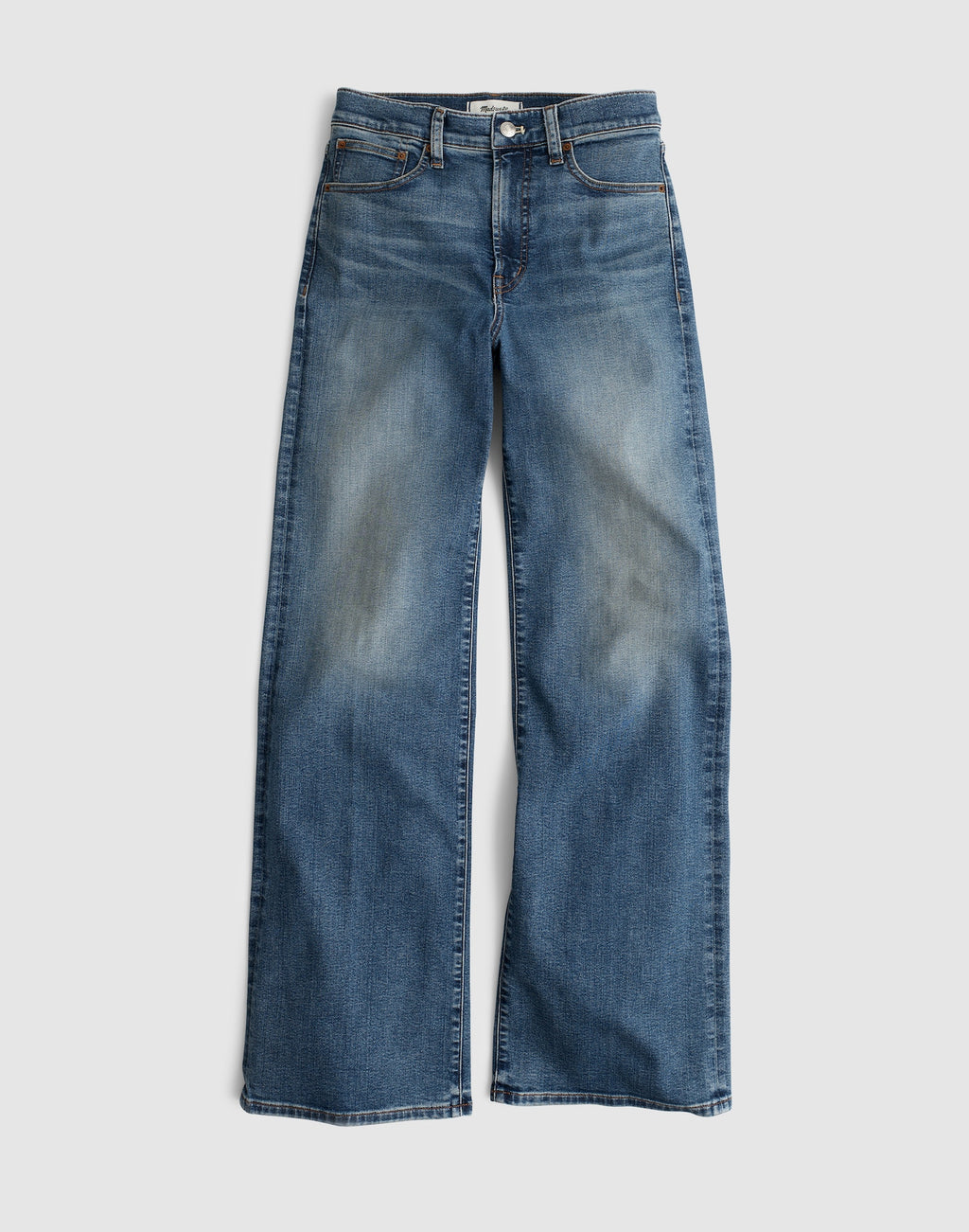 Madewell The Wide-Leg Jean in Sunnyside Wash Super Stretch Denim 74% Cotton 18% Lyocell 6% EME 2% Elastane