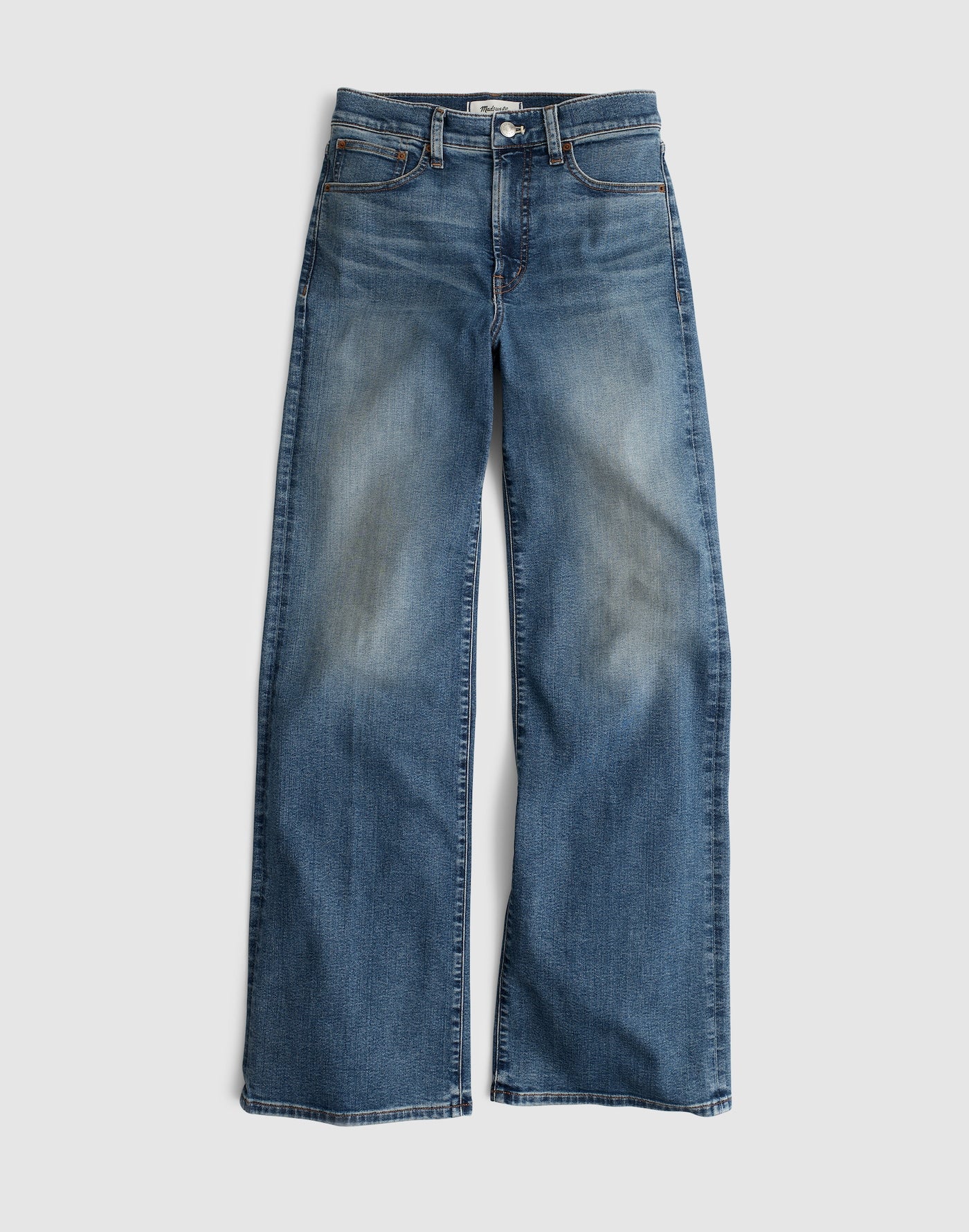 Madewell The Wide-Leg Jean in Sunnyside Wash Super Stretch Denim 74% Cotton 18% Lyocell 6% EME 2% Elastane
