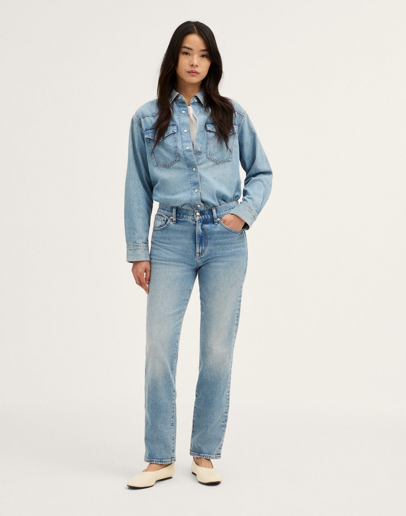 Madewell The Jules Slim-Straight Jean in Rinse Wash 96% Cotton 3% EME 1% Elastane