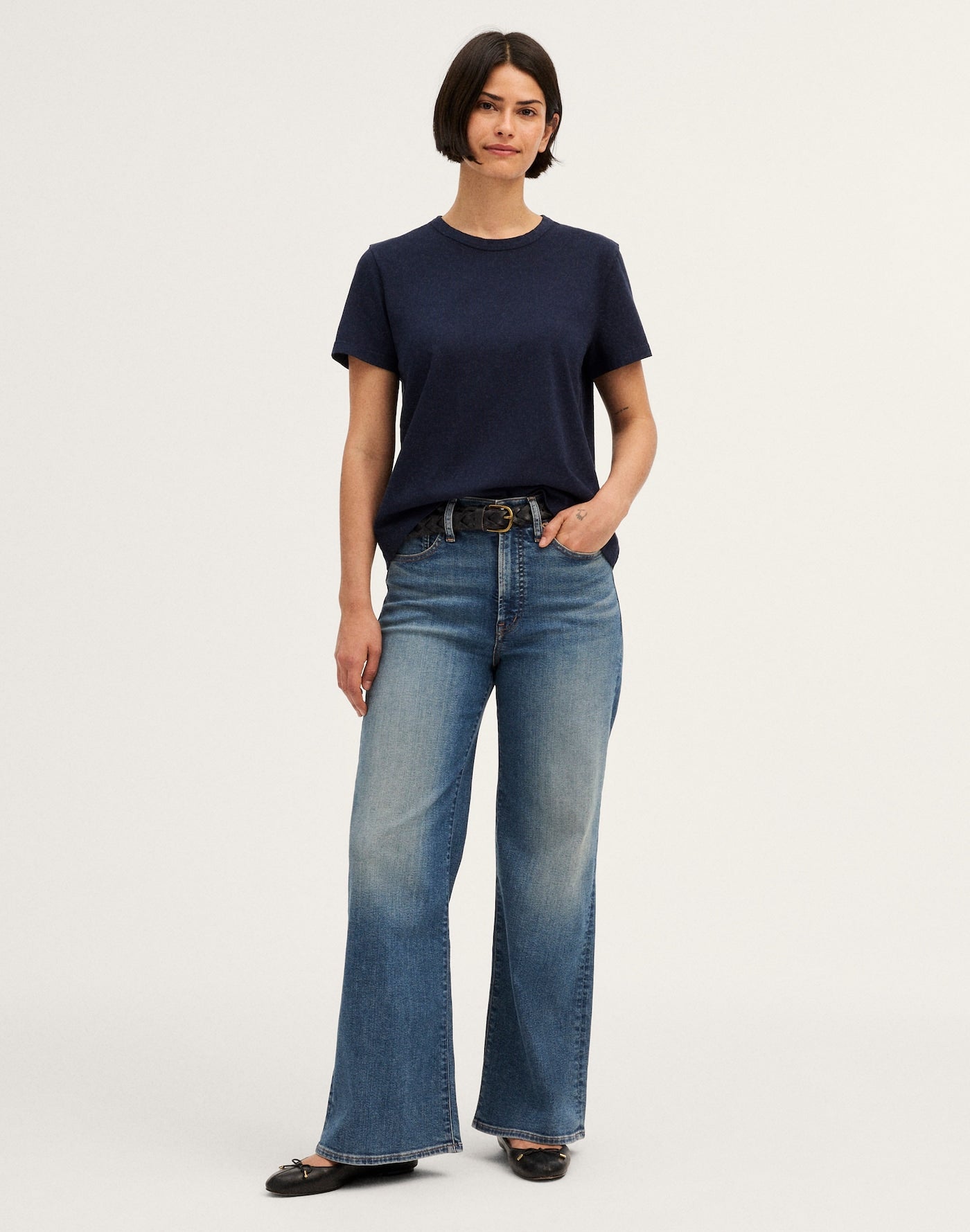 Madewell The Curvy Wide-Leg Jean in Rigid Denim 74% Regenagri Cotton 18% Lyocell 6% EME 2% Elastane